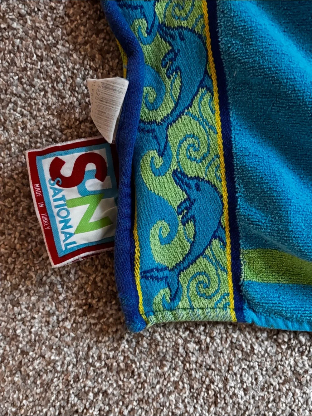 TWO Bright Plaid Beach Towels in Turquoise & Lime